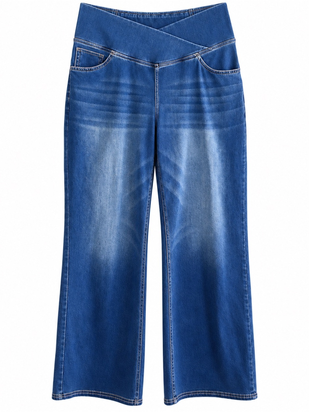 Halara L Petite Crossover Waist Stretch Denim Jeans Blue High Rise
